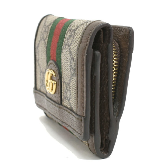 Gucci Tri fold Wallet Ophidia GG Supreme Sherry Line Beige - Picture 2 of 9